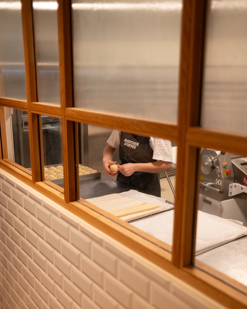 Shaping dough in our own bakery