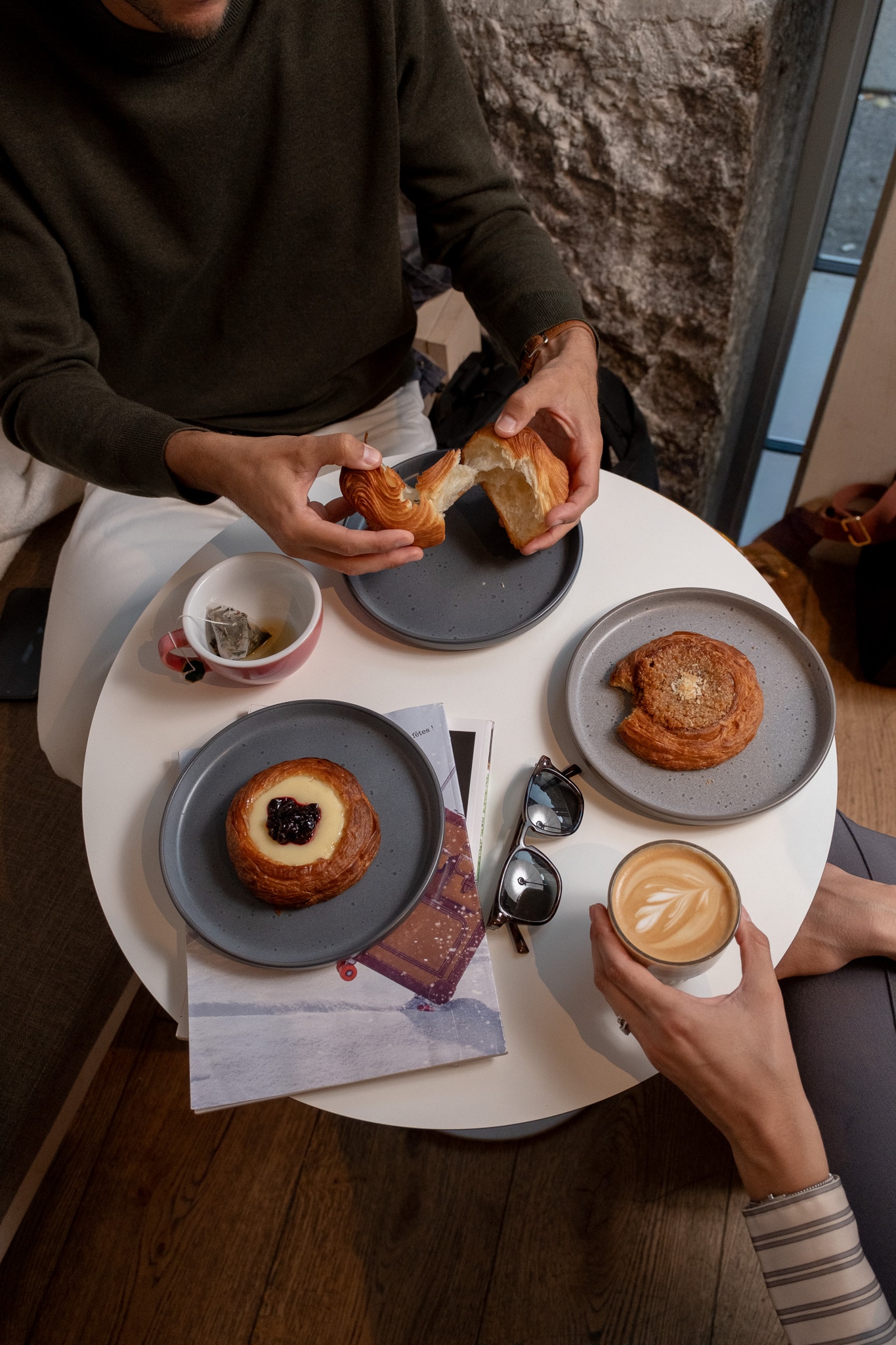 Fresh pastries and coffee on a café table
